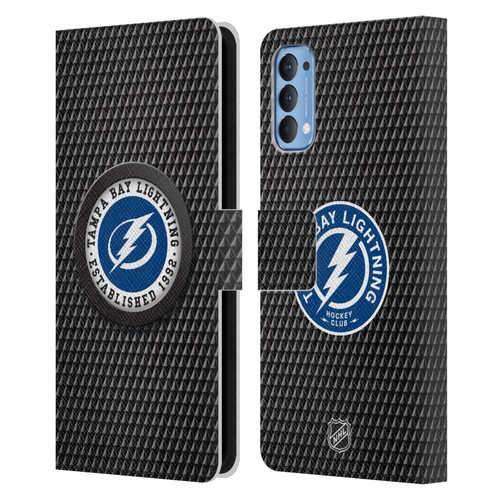 NHL Tampa Bay Lightning Puck Texture Leather Book Wallet Case Cover For OPPO Reno 4 5G
