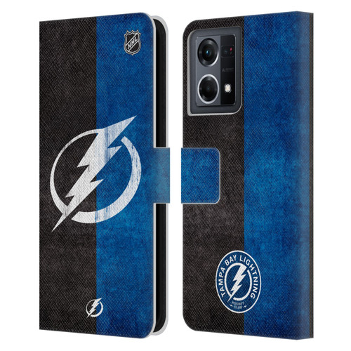 NHL Tampa Bay Lightning Half Distressed Leather Book Wallet Case Cover For OPPO Reno8 4G