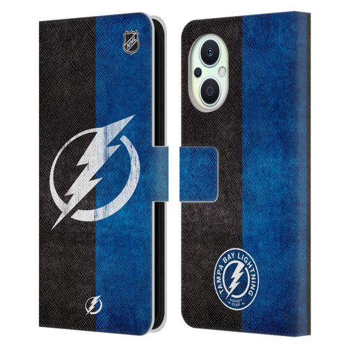 NHL Tampa Bay Lightning Half Distressed Leather Book Wallet Case Cover For OPPO Reno8 Lite
