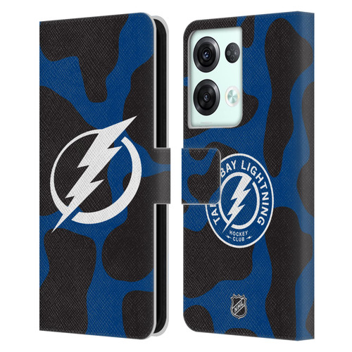 NHL Tampa Bay Lightning Cow Pattern Leather Book Wallet Case Cover For OPPO Reno8 Pro