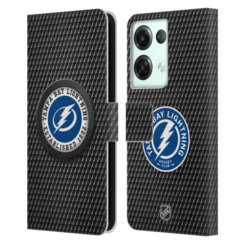 NHL Tampa Bay Lightning Puck Texture Leather Book Wallet Case Cover For OPPO Reno8 Pro