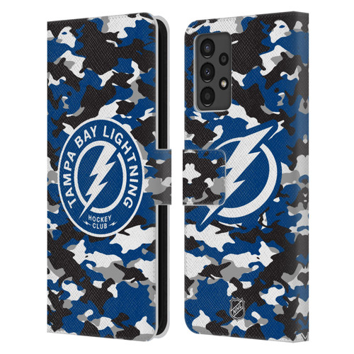 NHL Tampa Bay Lightning Camouflage Leather Book Wallet Case Cover For Samsung Galaxy A13 (2022)