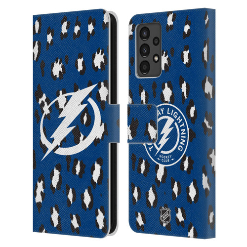 NHL Tampa Bay Lightning Leopard Patten Leather Book Wallet Case Cover For Samsung Galaxy A13 (2022)