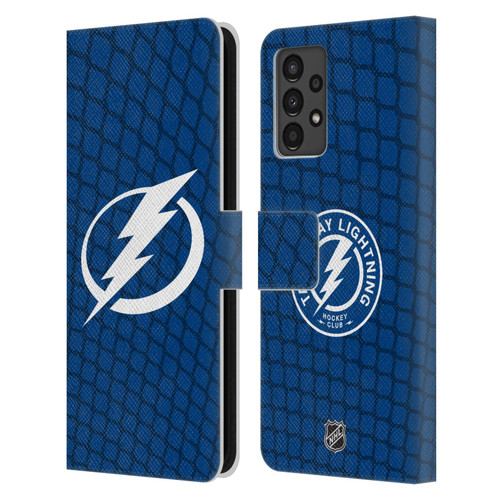 NHL Tampa Bay Lightning Net Pattern Leather Book Wallet Case Cover For Samsung Galaxy A13 (2022)