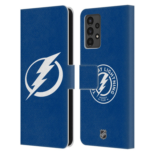 NHL Tampa Bay Lightning Plain Leather Book Wallet Case Cover For Samsung Galaxy A13 (2022)