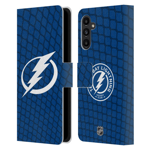 NHL Tampa Bay Lightning Net Pattern Leather Book Wallet Case Cover For Samsung Galaxy A13 5G (2021)