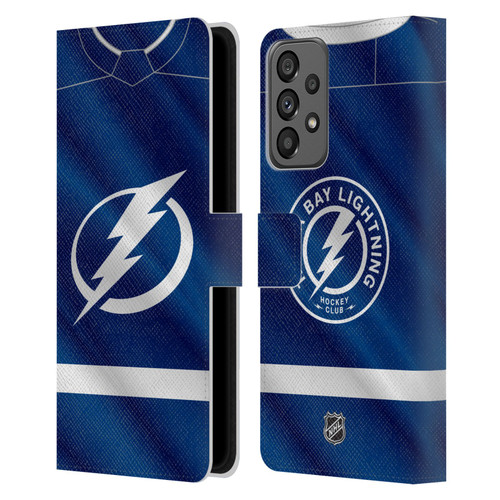 NHL Tampa Bay Lightning Jersey Leather Book Wallet Case Cover For Samsung Galaxy A73 5G (2022)