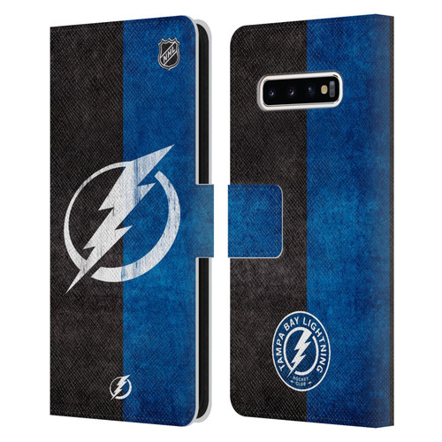NHL Tampa Bay Lightning Half Distressed Leather Book Wallet Case Cover For Samsung Galaxy S10+ / S10 Plus