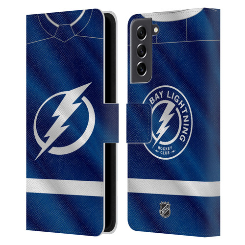 NHL Tampa Bay Lightning Jersey Leather Book Wallet Case Cover For Samsung Galaxy S21 FE 5G