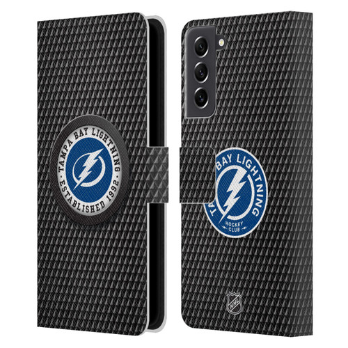 NHL Tampa Bay Lightning Puck Texture Leather Book Wallet Case Cover For Samsung Galaxy S21 FE 5G