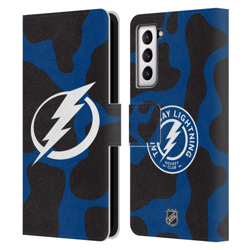 NHL Tampa Bay Lightning Cow Pattern Leather Book Wallet Case Cover For Samsung Galaxy S21 5G