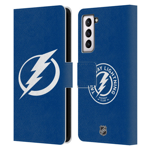 NHL Tampa Bay Lightning Plain Leather Book Wallet Case Cover For Samsung Galaxy S21 5G