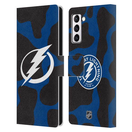NHL Tampa Bay Lightning Cow Pattern Leather Book Wallet Case Cover For Samsung Galaxy S21+ 5G