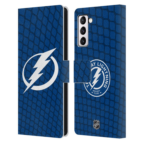NHL Tampa Bay Lightning Net Pattern Leather Book Wallet Case Cover For Samsung Galaxy S21+ 5G