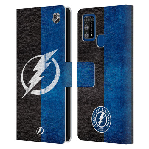 NHL Tampa Bay Lightning Half Distressed Leather Book Wallet Case Cover For Samsung Galaxy M31 (2020)