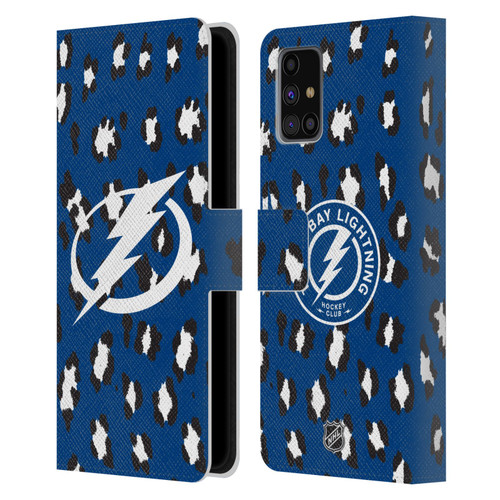 NHL Tampa Bay Lightning Leopard Patten Leather Book Wallet Case Cover For Samsung Galaxy M31s (2020)