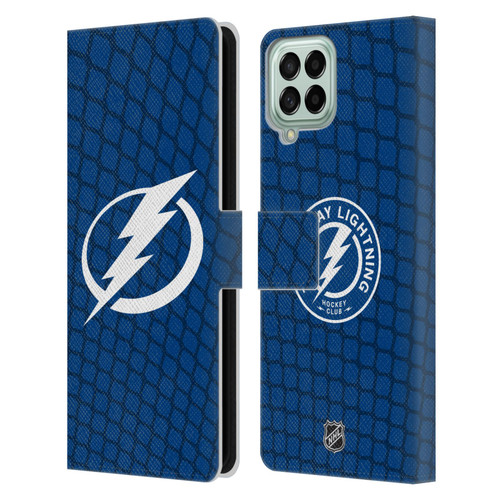 NHL Tampa Bay Lightning Net Pattern Leather Book Wallet Case Cover For Samsung Galaxy M53 (2022)