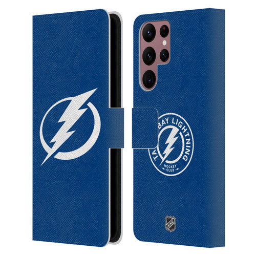 NHL Tampa Bay Lightning Plain Leather Book Wallet Case Cover For Samsung Galaxy S22 Ultra 5G