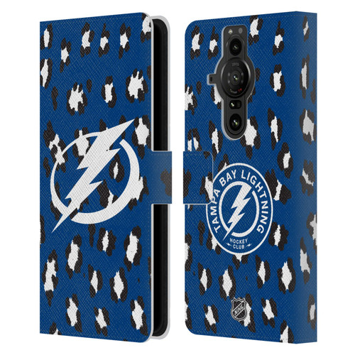 NHL Tampa Bay Lightning Leopard Patten Leather Book Wallet Case Cover For Sony Xperia Pro-I
