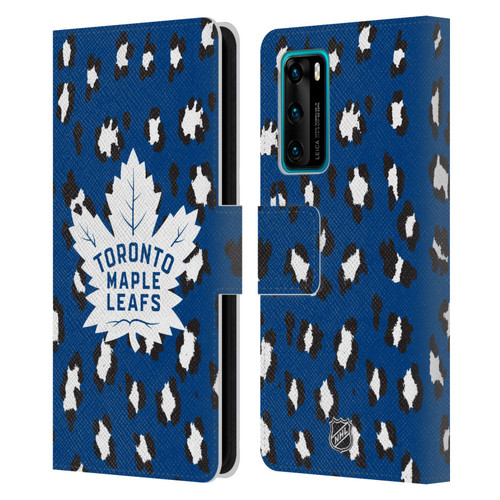 NHL Toronto Maple Leafs Leopard Patten Leather Book Wallet Case Cover For Huawei P40 5G