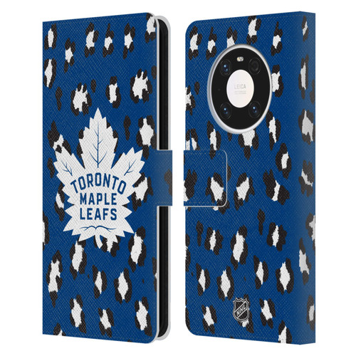 NHL Toronto Maple Leafs Leopard Patten Leather Book Wallet Case Cover For Huawei Mate 40 Pro 5G