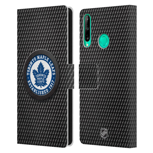 NHL Toronto Maple Leafs Puck Texture Leather Book Wallet Case Cover For Huawei P40 lite E