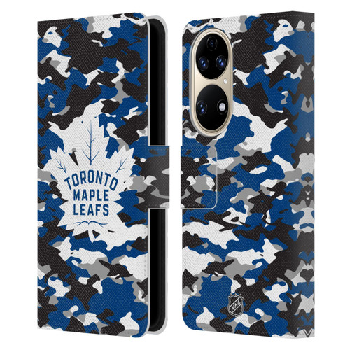 NHL Toronto Maple Leafs Camouflage Leather Book Wallet Case Cover For Huawei P50