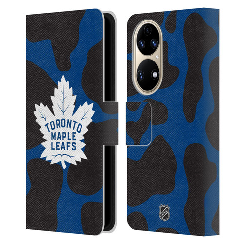 NHL Toronto Maple Leafs Cow Pattern Leather Book Wallet Case Cover For Huawei P50