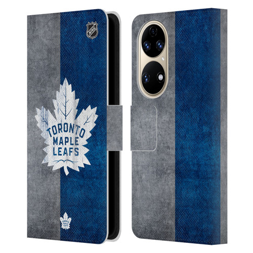 NHL Toronto Maple Leafs Half Distressed Leather Book Wallet Case Cover For Huawei P50