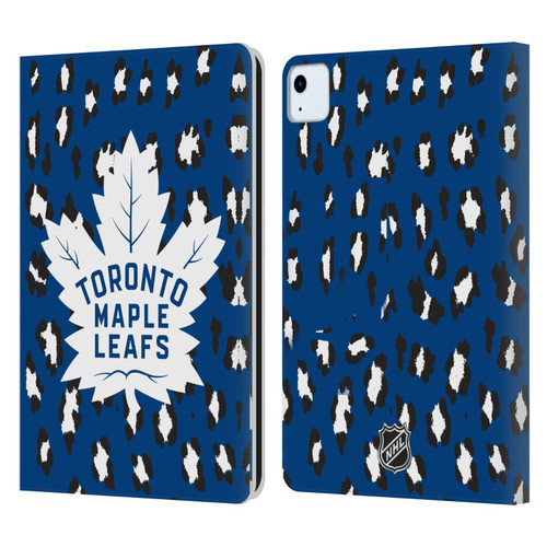 NHL Toronto Maple Leafs Leopard Patten Leather Book Wallet Case Cover For Apple iPad Air 2020 / 2022