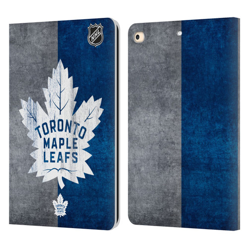 NHL Toronto Maple Leafs Half Distressed Leather Book Wallet Case Cover For Apple iPad 9.7 2017 / iPad 9.7 2018