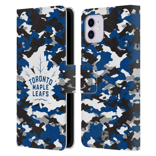 NHL Toronto Maple Leafs Camouflage Leather Book Wallet Case Cover For Apple iPhone 11