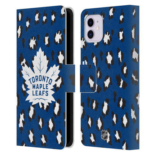 NHL Toronto Maple Leafs Leopard Patten Leather Book Wallet Case Cover For Apple iPhone 11