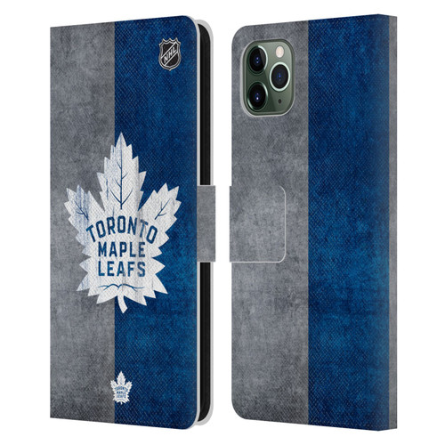 NHL Toronto Maple Leafs Half Distressed Leather Book Wallet Case Cover For Apple iPhone 11 Pro Max