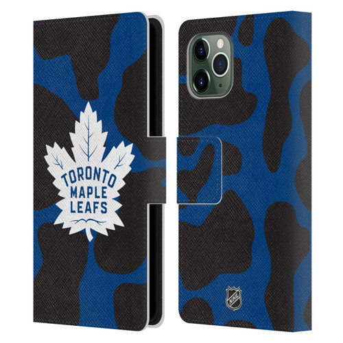 NHL Toronto Maple Leafs Cow Pattern Leather Book Wallet Case Cover For Apple iPhone 11 Pro