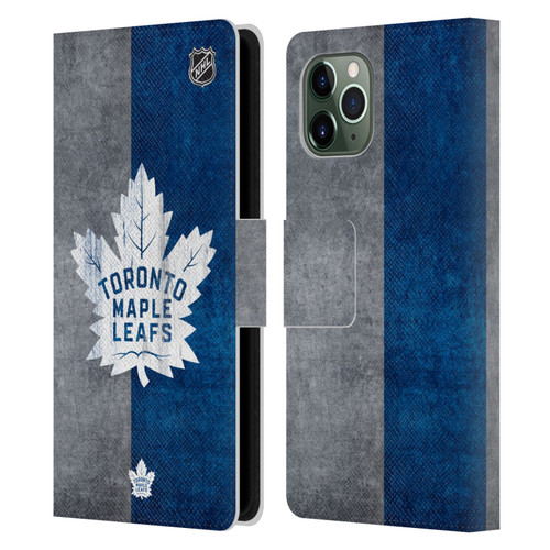 NHL Toronto Maple Leafs Half Distressed Leather Book Wallet Case Cover For Apple iPhone 11 Pro