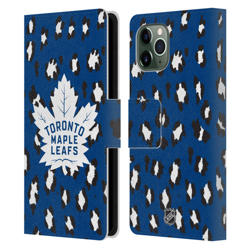 NHL Toronto Maple Leafs Leopard Patten Leather Book Wallet Case Cover For Apple iPhone 11 Pro