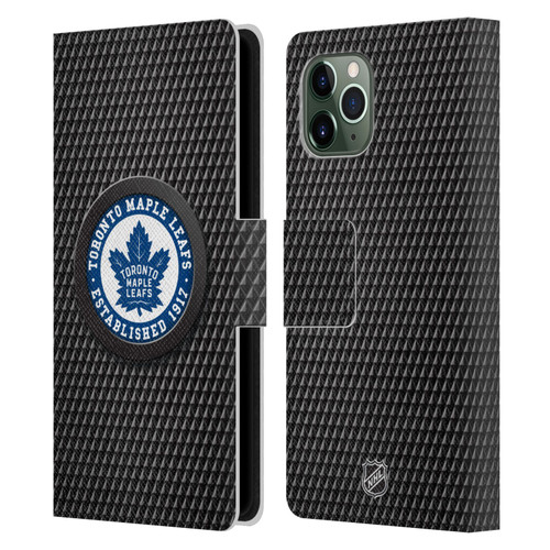 NHL Toronto Maple Leafs Puck Texture Leather Book Wallet Case Cover For Apple iPhone 11 Pro