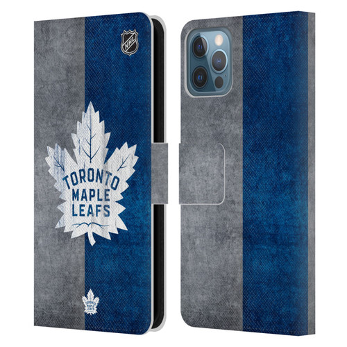 NHL Toronto Maple Leafs Half Distressed Leather Book Wallet Case Cover For Apple iPhone 12 / iPhone 12 Pro