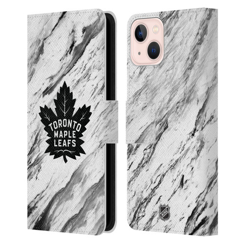 NHL Toronto Maple Leafs Marble Leather Book Wallet Case Cover For Apple iPhone 13