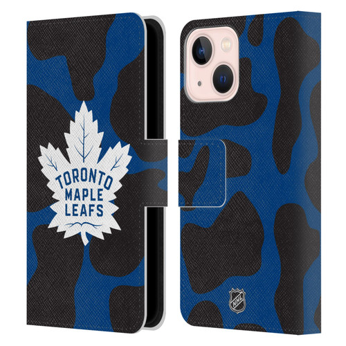 NHL Toronto Maple Leafs Cow Pattern Leather Book Wallet Case Cover For Apple iPhone 13 Mini