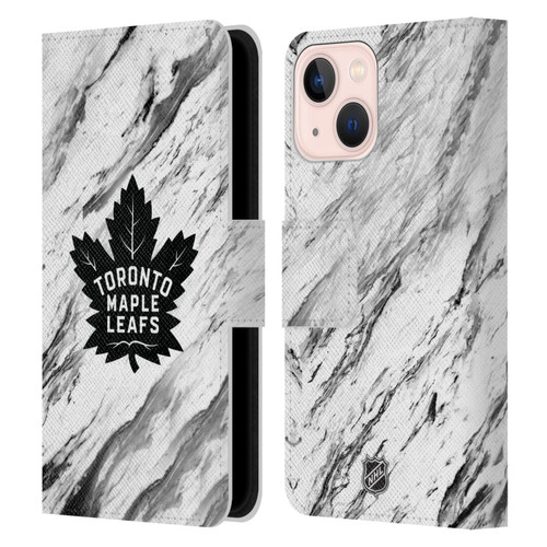 NHL Toronto Maple Leafs Marble Leather Book Wallet Case Cover For Apple iPhone 13 Mini