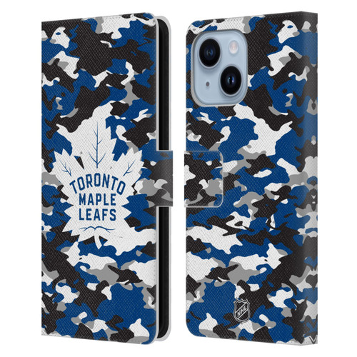 NHL Toronto Maple Leafs Camouflage Leather Book Wallet Case Cover For Apple iPhone 14 Plus