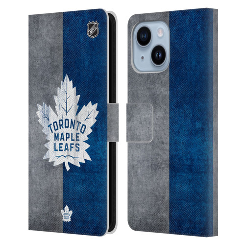 NHL Toronto Maple Leafs Half Distressed Leather Book Wallet Case Cover For Apple iPhone 14 Plus
