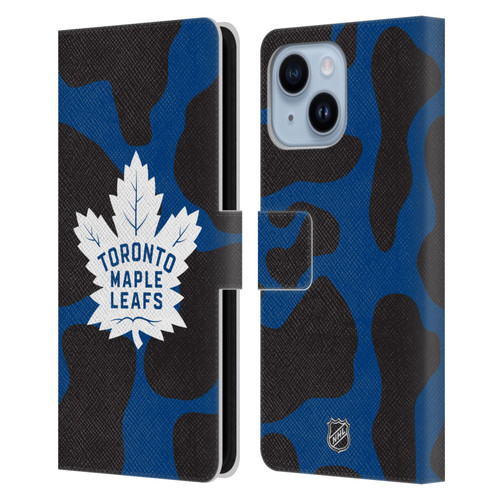 NHL Toronto Maple Leafs Cow Pattern Leather Book Wallet Case Cover For Apple iPhone 14 Plus
