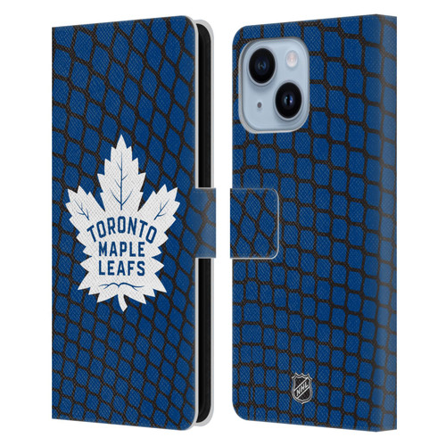 NHL Toronto Maple Leafs Net Pattern Leather Book Wallet Case Cover For Apple iPhone 14 Plus