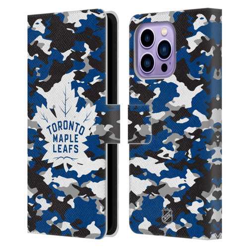 NHL Toronto Maple Leafs Camouflage Leather Book Wallet Case Cover For Apple iPhone 14 Pro Max