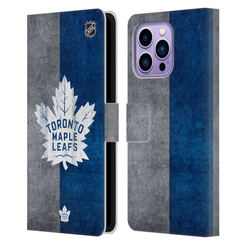 NHL Toronto Maple Leafs Half Distressed Leather Book Wallet Case Cover For Apple iPhone 14 Pro Max