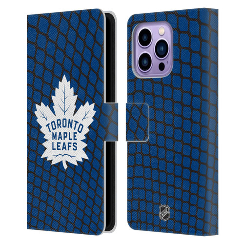 NHL Toronto Maple Leafs Net Pattern Leather Book Wallet Case Cover For Apple iPhone 14 Pro Max