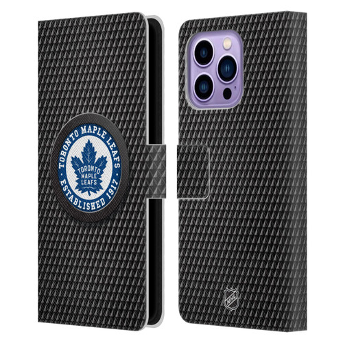 NHL Toronto Maple Leafs Puck Texture Leather Book Wallet Case Cover For Apple iPhone 14 Pro Max